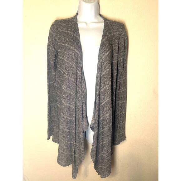 Volcom gray open-front cardigan with a blue-Gray striped pattern size small - Picture 2 of 13